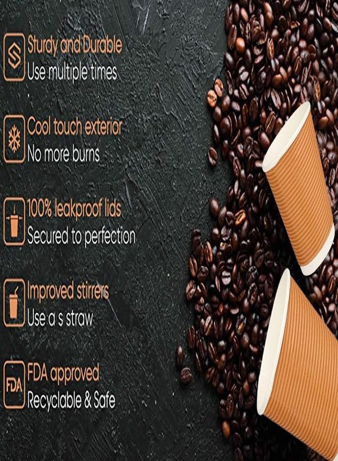 e kysa basics Ripple Paper Non Slip Cups with Leak Proof & Three Corrugated Layer Ideal for Hot, Cold Hot Coffee/Drinks for Party (200 ml, 25 Pcs, Brown) - Image 5
